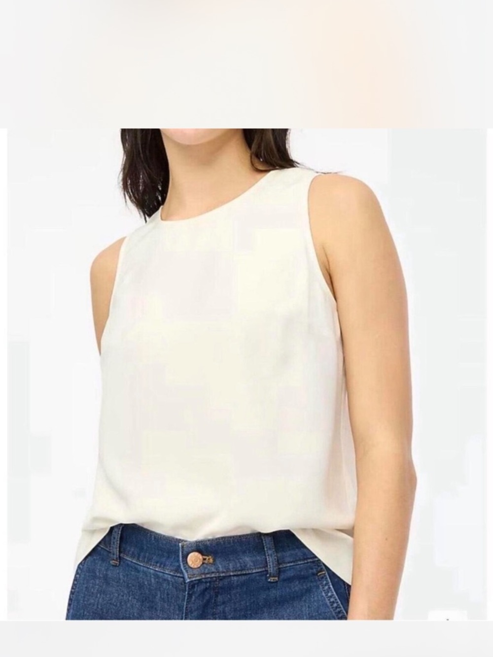 Ann Taylor White Sleeveless Shell Blouse